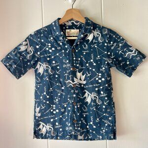 Patagonia YOUTH Aloha Shirt Hokule'a Stars Constellation Navy Pataloha size M